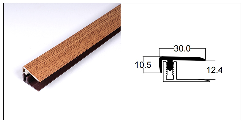 Garnitures de bord de rev&ecirc;tement de sol en PVC en forme de F de 30 * 10,5 mm