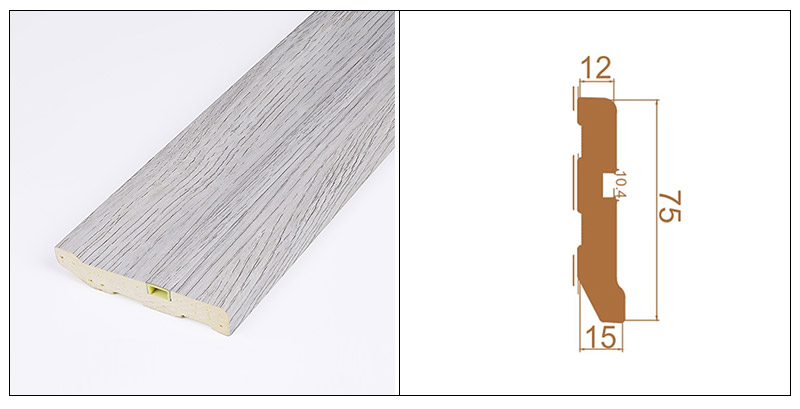 Plinthe solide &agrave; clous cach&eacute;s en PVC 75*15mm