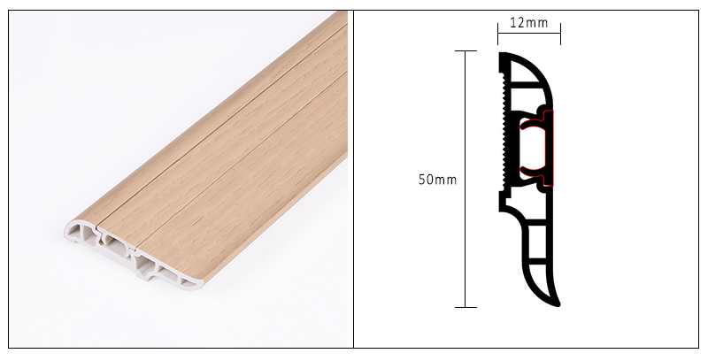 Plinthe &agrave; ongles cach&eacute;e en PVC 50*12mm
