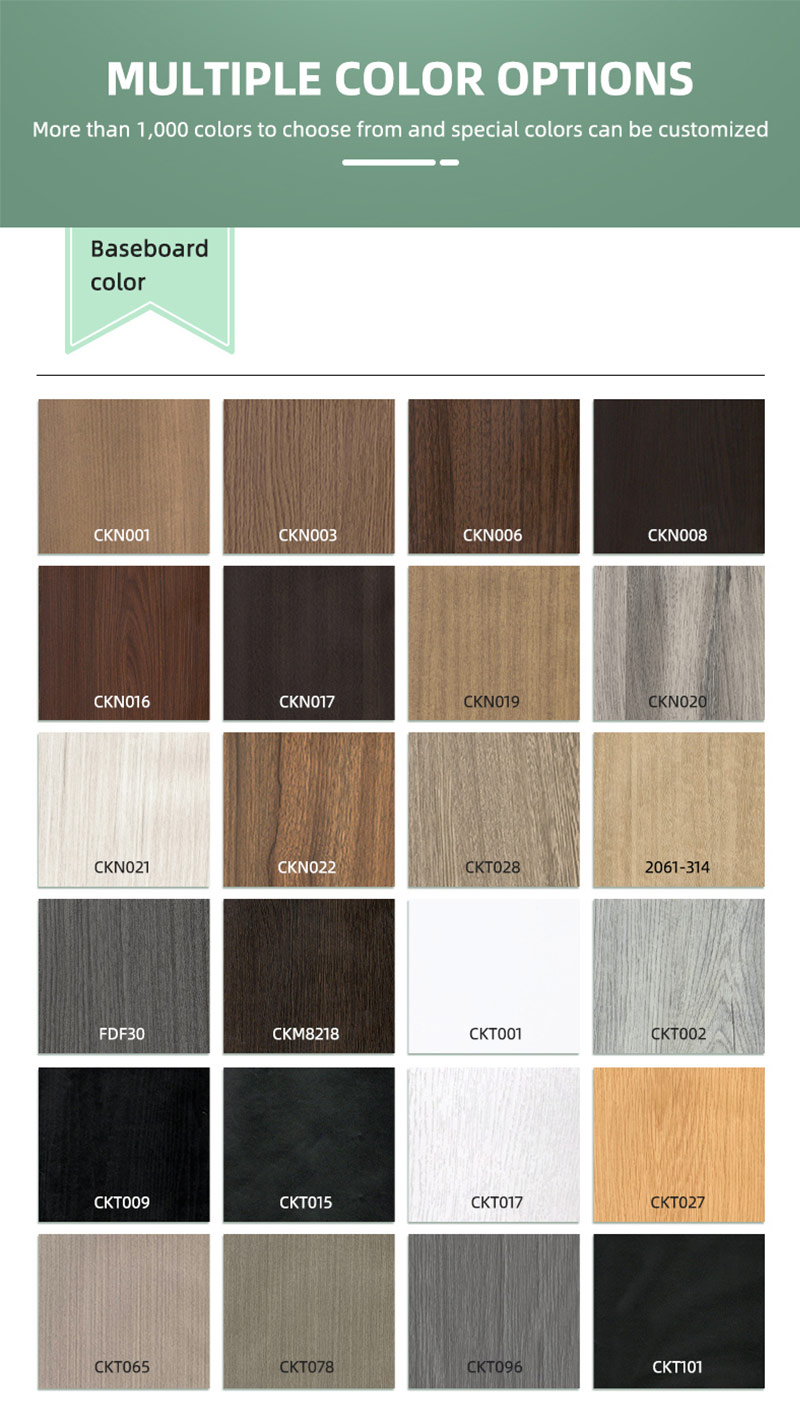 Options de couleur des plinthes en PVC