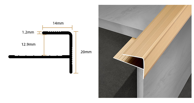 Nez de marche antid&eacute;rapants en aluminium