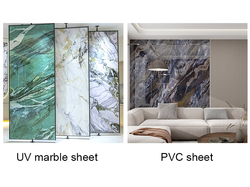 Quel est le meilleur, une feuille de marbre UV ou une feuille de PVC?
