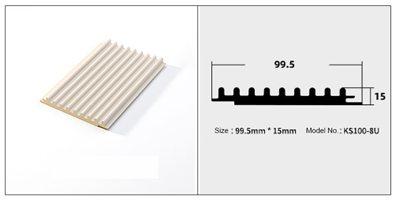 Panneaux muraux cannel&eacute;s solides demi-ronds de 99,5 x 15 mm