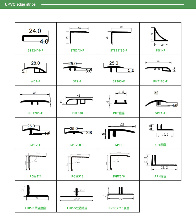 Bandes de bord de sol en PVC en forme de T
