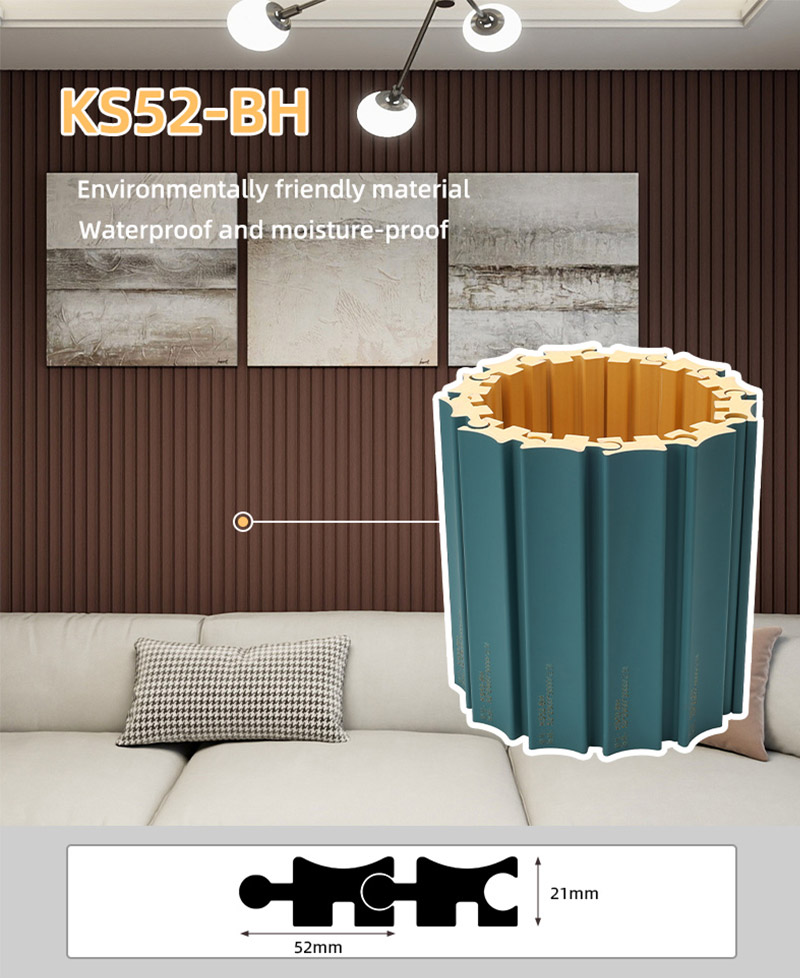Panneaux muraux cannel&eacute;s rotatifs en PVC de 52 * 25 mm