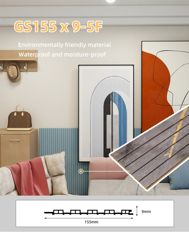 Panneau mural creux cannel&eacute; en PVC imperm&eacute;able 155*17mm