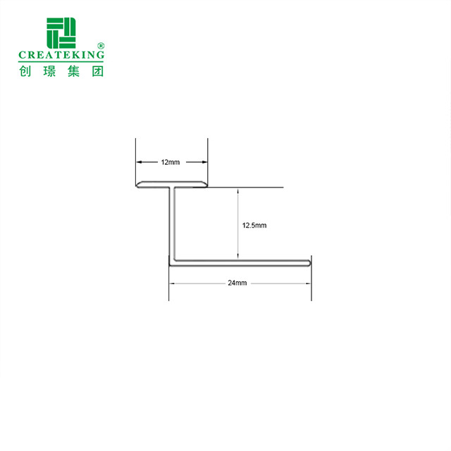 Garniture de bord en forme de T 12x12,5 mm