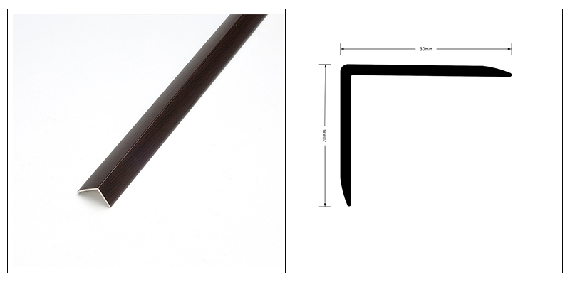 Bandes de bordure de parquet en bois massif en forme de L en PVC 30*25 mm