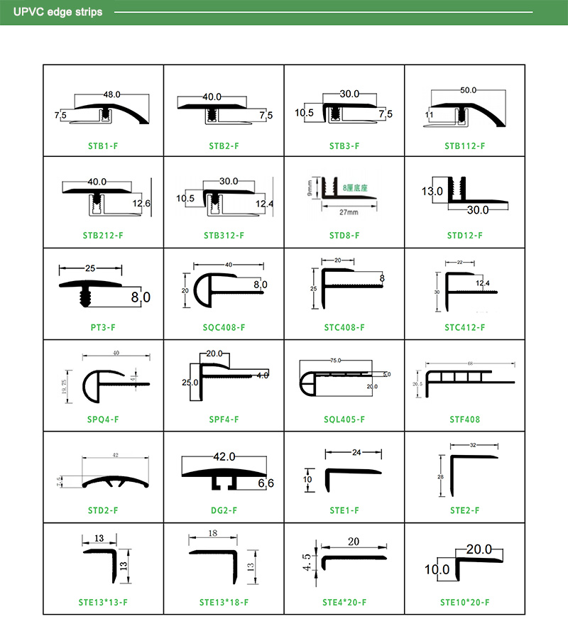 Bandes de bord de sol en PVC en forme de T