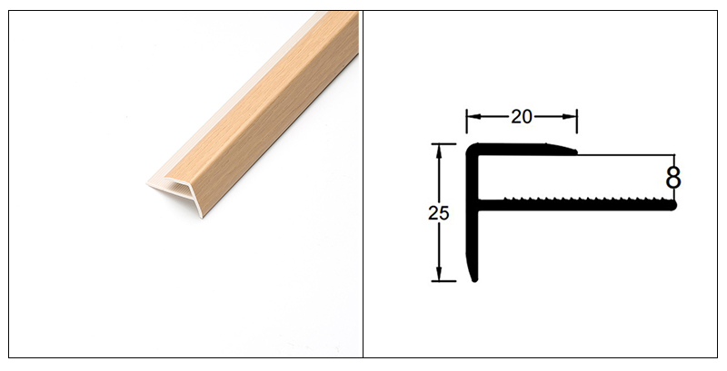 Profils de nez de marche en PVC en forme de F 20*25 mm