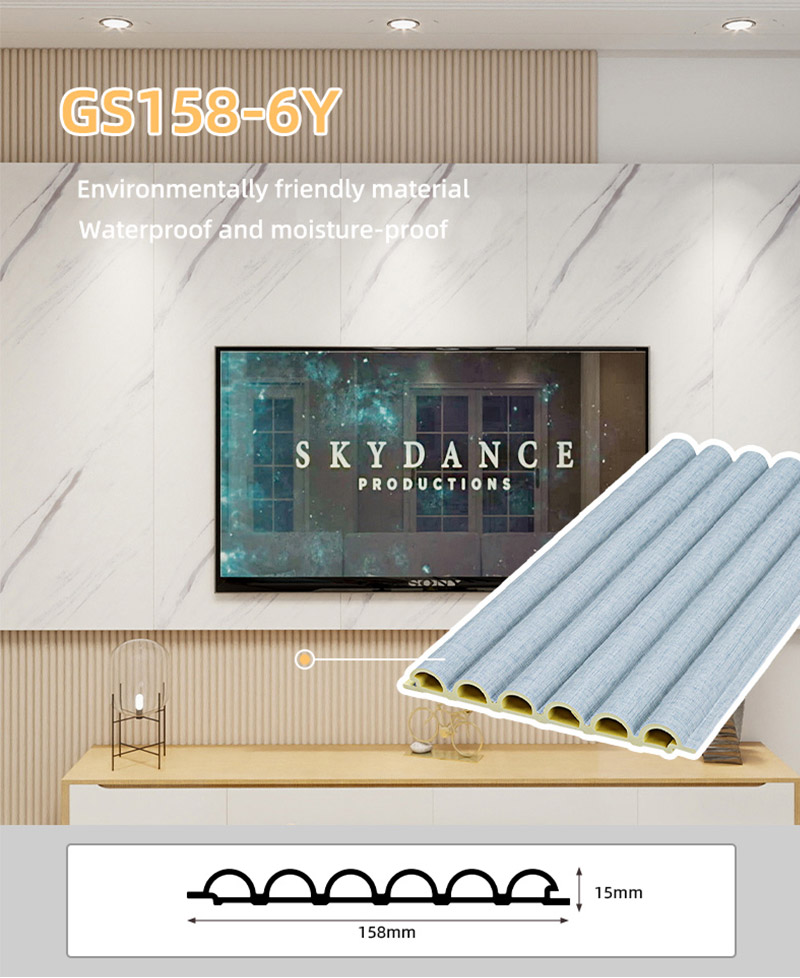 Panneau mural WPC de conception en demi-cercle de 158 * 15 mm