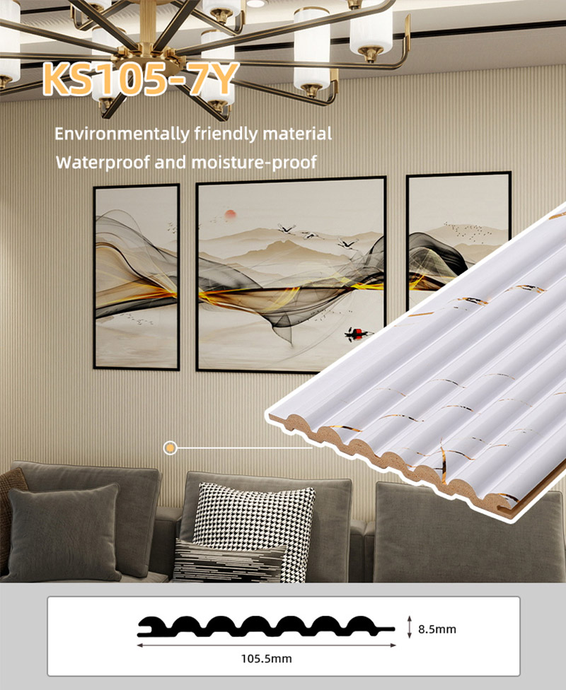 Panneau mural demi-rond solide finition marbre blanc dor&eacute; 105,5 x 8,5 mm 