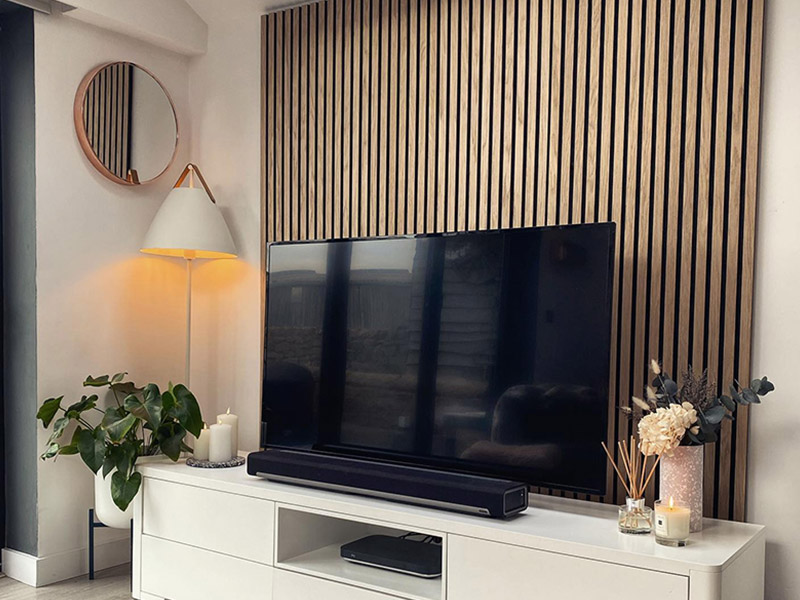 panneaux muraux &agrave; lattes de bois