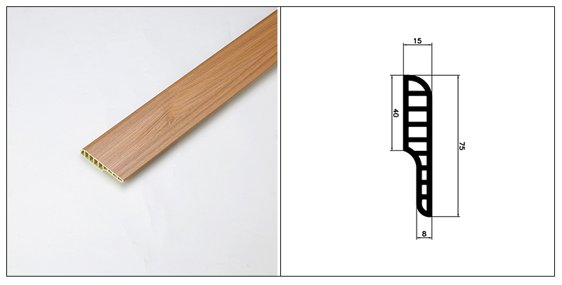 Plinthe ronde de crayon de PVC de 75*15mm