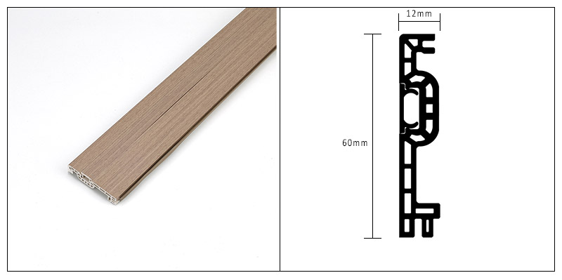 Plinthe cach&eacute;e de clou de 60*12mm WPC