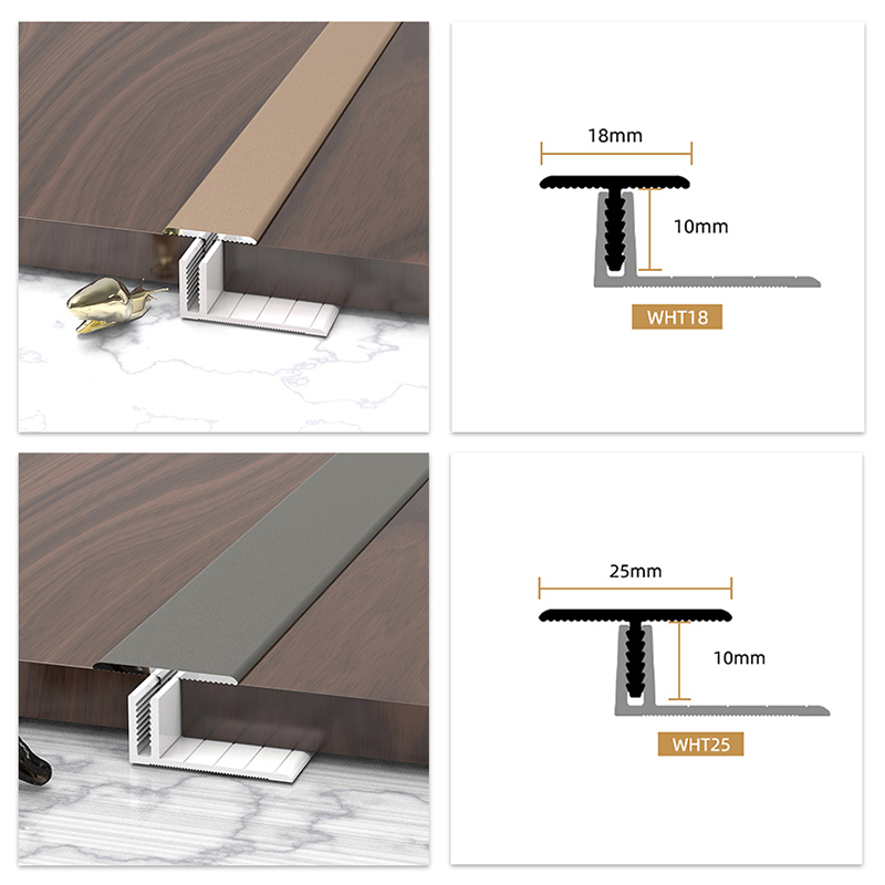 Moulures de sol en alliage d'aluminium en forme de T de 25 * 11,3 mm