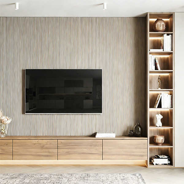 Panneau mural WPC de conception en demi-cercle de 158 * 15 mm