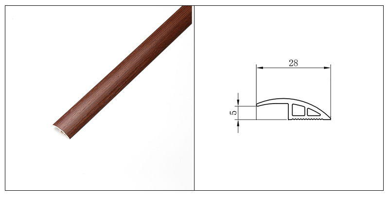 R&eacute;ducteur de rev&ecirc;tement de sol en PVC &agrave; grain de bois 28*5 mm
