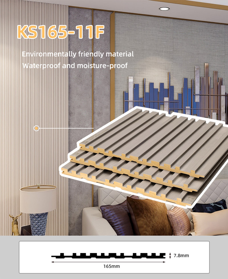 Panneaux muraux cannel&eacute;s solides en PVC anti-moisissure 165*7,8 mm