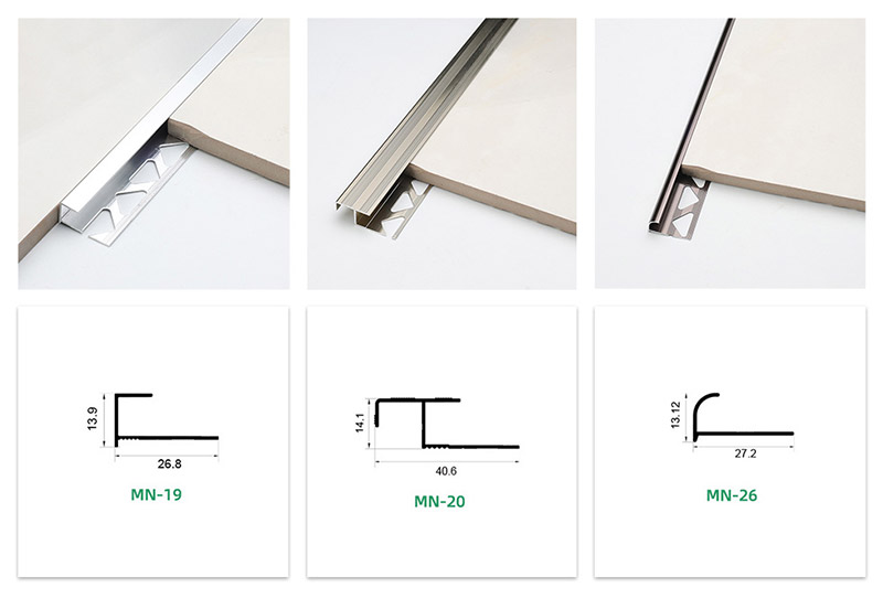 Garniture de bord de carrelage en forme de C