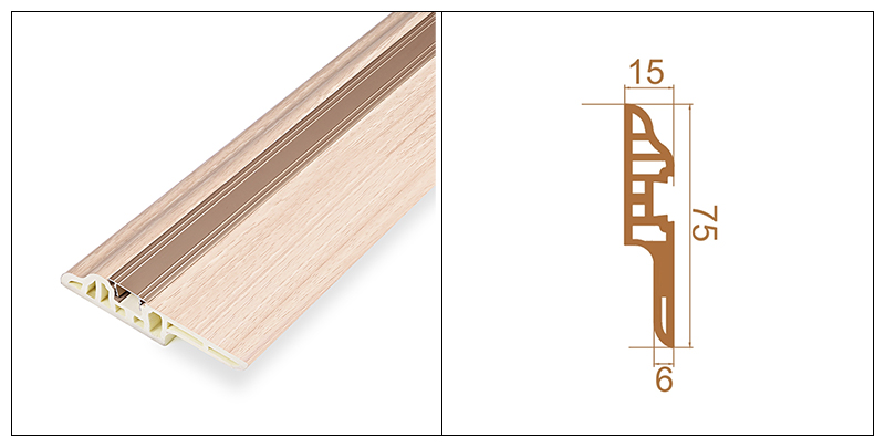 plinthe cach&eacute;e de clou de langue d'agneaux de PVC de 75*15mm