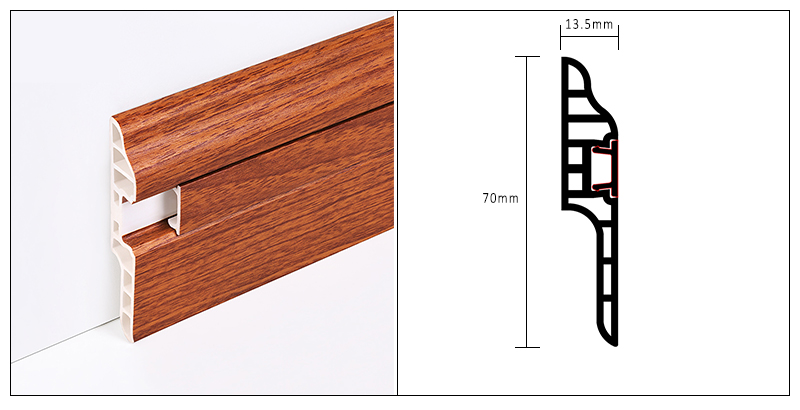 Plinthe en langue d'agneau en PVC 70*13.5mm