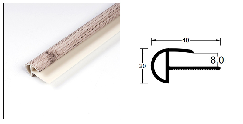 Nez de marche rond en PVC 40*20 mm