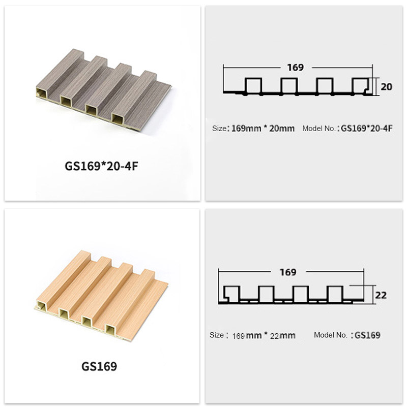 Panneaux muraux creux en PVC de 169*20 mm