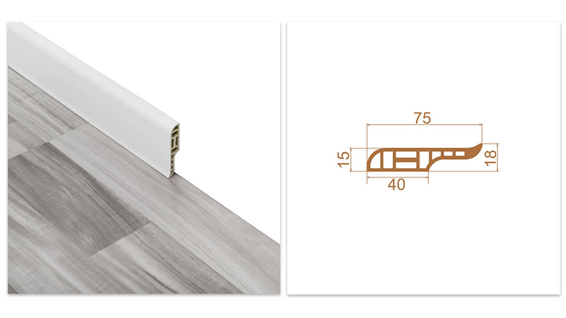 Plinthe de crayon de PVC de 75*18mm