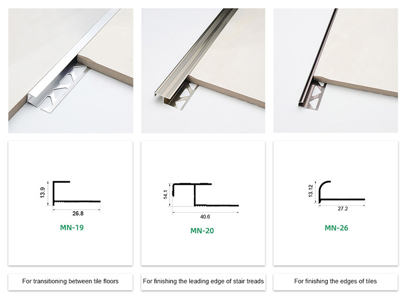 Profils de nez de marche en aluminium