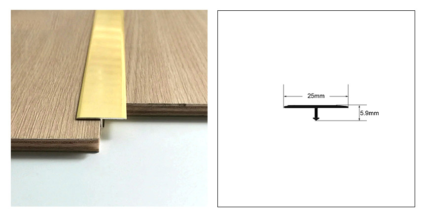 Garniture de plancher en alliage d'aluminium en forme de T
