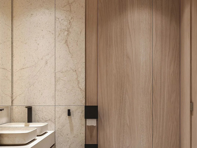 Feuille de marbre en PVC dans la salle de bain