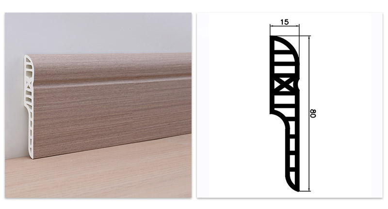 Plinthe imperm&eacute;able ronde de crayon de PVC de 80*15mm