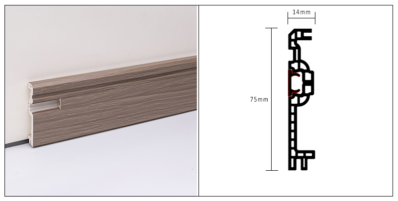 Plinthe cach&eacute;e de clou de 75*14mm WPC