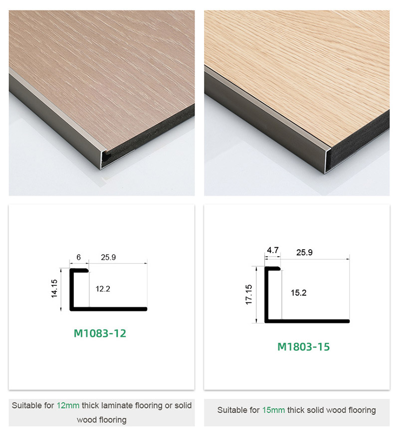 Garniture de plancher en aluminium en forme de C