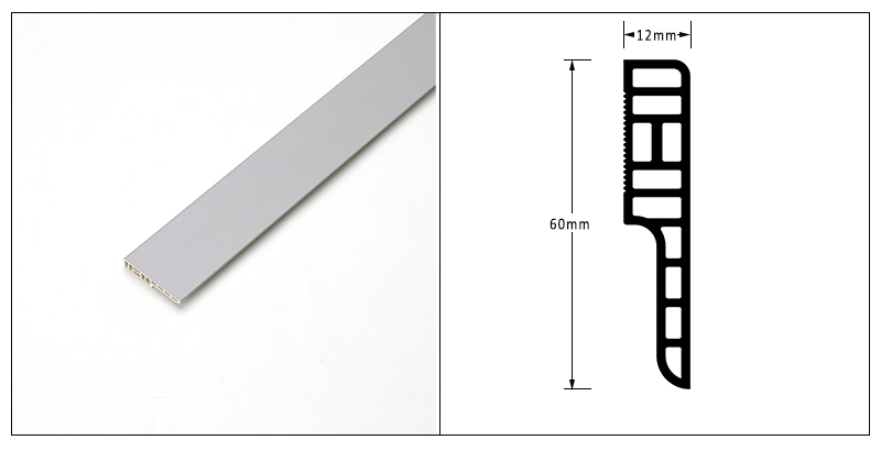 Plinthe imperm&eacute;able de SPC de 60*12mm