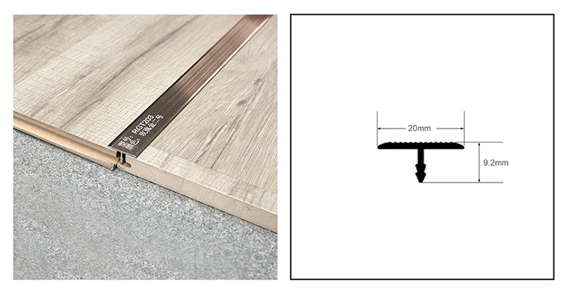 Garniture en aluminium en forme de T