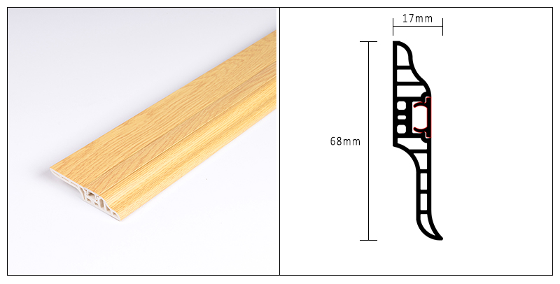 Plinthe cach&eacute;e par PVC de clou de 68*17mm
