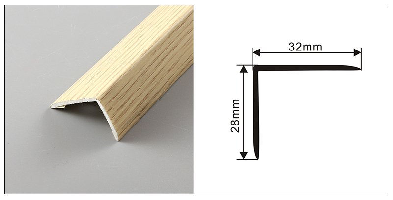 Bandes de bordure de coin de plancher en bois massif PVC en forme de L 32*28mm