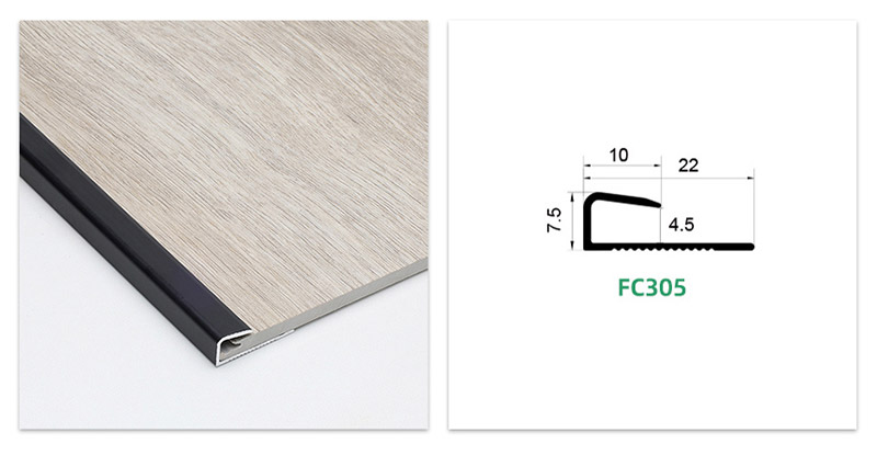 Bande de transition de plancher &agrave; capuchon carr&eacute; en aluminium