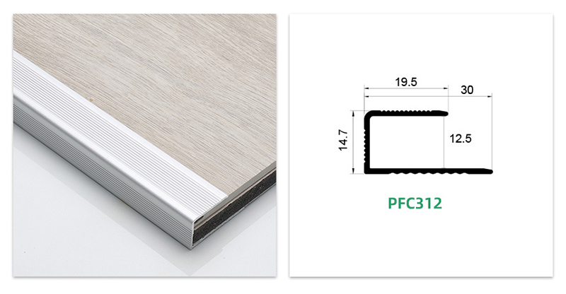 Garniture de bord de plancher en aluminium en forme de C