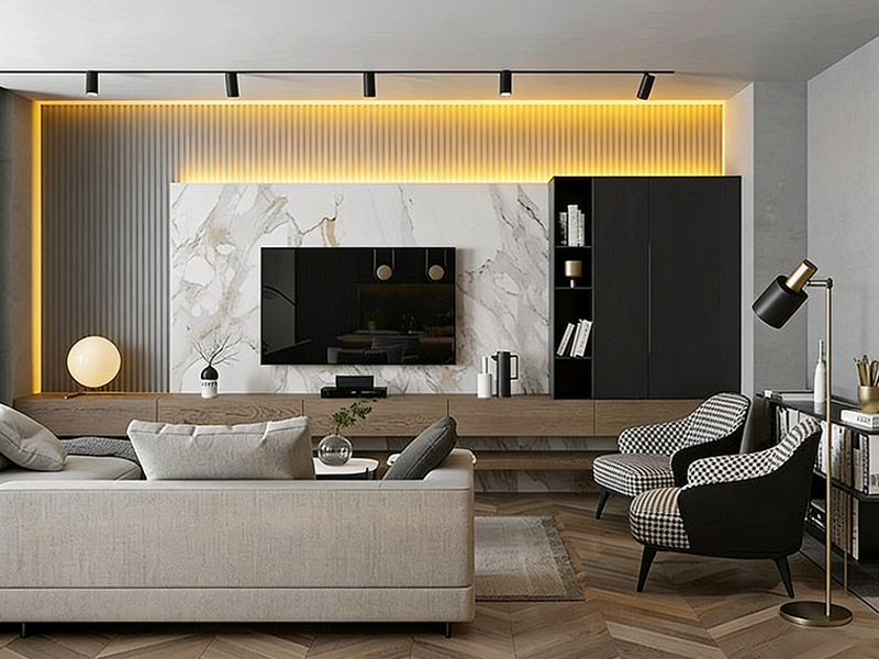 Mur caract&eacute;ristique du salon