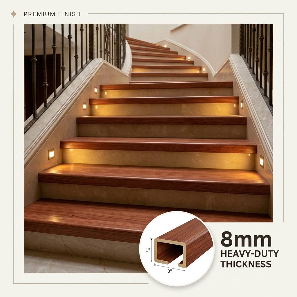 Nez de marche robuste SPC &agrave; enveloppe compl&egrave;te de 8 mm pour la r&eacute;novation de maisons de luxe aux &Eacute;tats-Unis